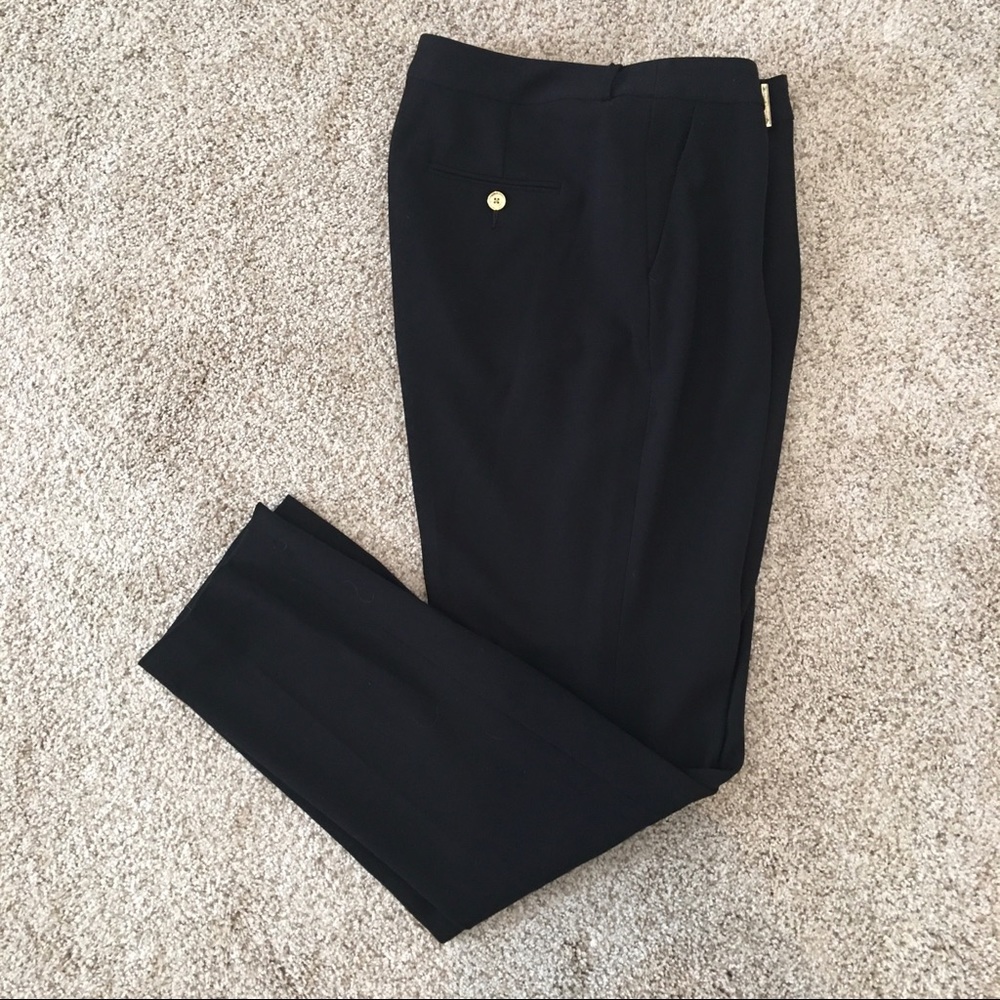 Michael Kors Black Dress Slacks Gold Accents
